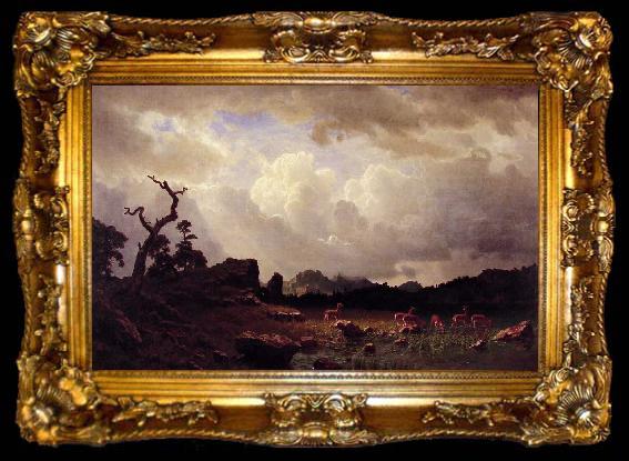 framed  Albert Bierstadt Thunderstorm in the Rocky Mountains, ta009-2